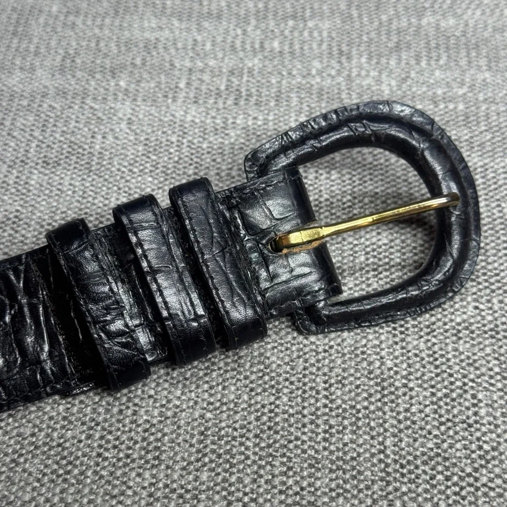 Cipriani Vintage Black Italian Alligator Calfskin Leather Belt Large Old Money
